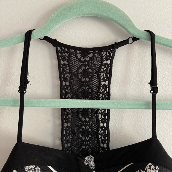 Band of Gypsies Black & White Asymmetrical Handkerchief Hem Dress Size Medium - Picture 4 of 12